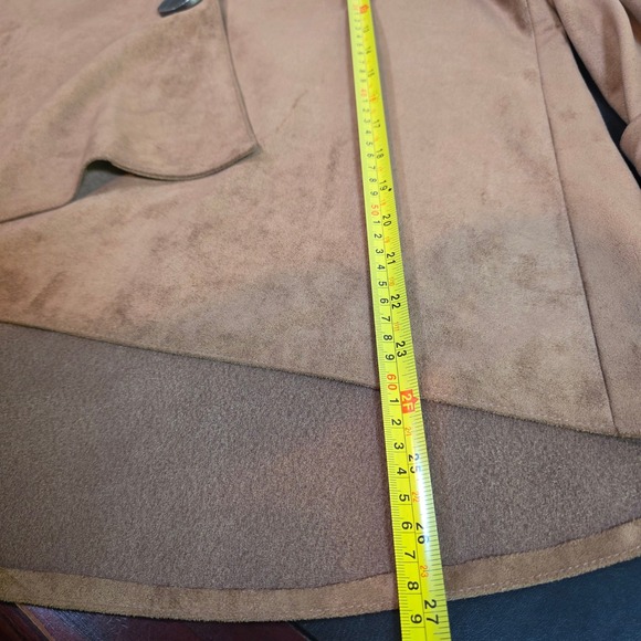 IC BY CONNIE K Women S Brown Asymmetric Faux Suede Blazer Jacket Artsy Lagenlook - Picture 8 of 9